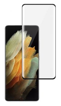 POWERTECH tempered glass 3D, full glue, Samsung S21 Ultra 5G, μαύρο - Tempered Glass