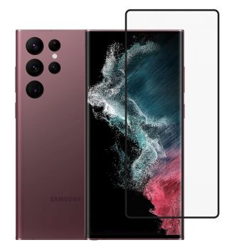 POWERTECH tempered glass 3D, full glue, Samsung S22 Ultra 5G, μαύρο - Tempered Glass