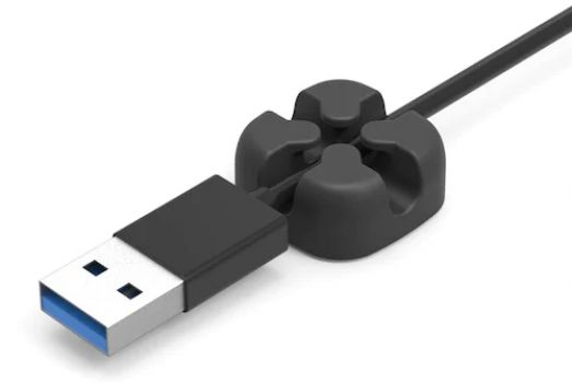 POWERTECH οργανωτής καλωδίων σιλικόνης TIES-028, 2 καλωδίων, μαύρο, 5τμχ - Cables - Adapters