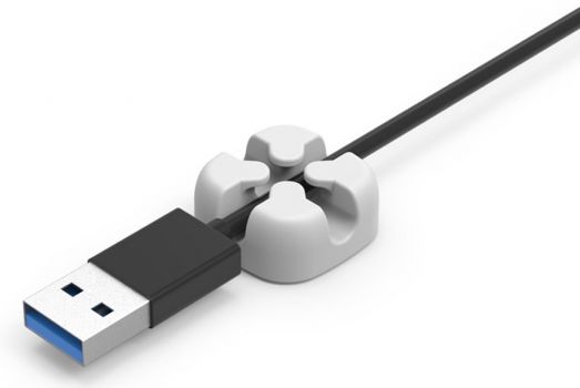 POWERTECH οργανωτής καλωδίων σιλικόνης TIES-029, 2 καλωδίων, λευκό, 5τμχ - Cables - Adapters