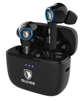 SADES gaming earphones Wings 100 με θήκη φόρτισης, True Wireless, μαύρα - Earphones - Bluetooth