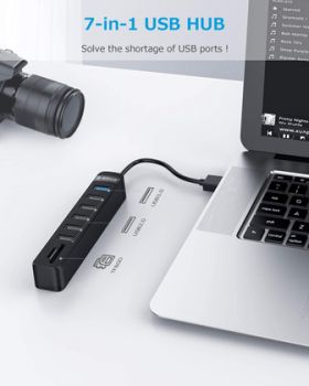ORICO USB hub TWU32-6AST, 6x USB ports, SD/TF ports, λευκό - Περιφερειακά PC