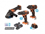 Krausmann - Σετ Γωνιακός Τροχός & Δράπανο & Παλμικό Κατσαβίδι 20V με 2 Μπαταρίες 5Ah και Θήκη - Set Εργαλείων Μπαταρίας