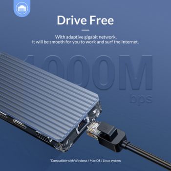 ORICO docking station WB-6RJ, USB-C, 6-ports, γκρι - Περιφερειακά PC