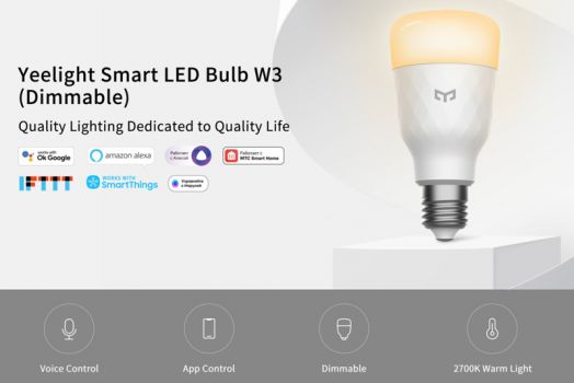 YEELIGHT Smart λάμπα LED W3 YLDP007, Wi-Fi, 8W, E27, 2700K, warm white - Lighting