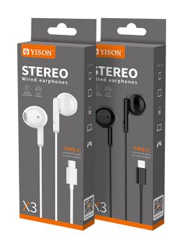 YISON earphones με μικρόφωνο X3, Type-C, 1.2m, λευκά - Ακουστικά - Bluetooth