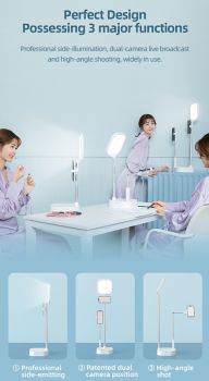 USAMS φωτιστικό δαχτυλίδι LED US-ZB240, με 2x βάσεις smartphone, λευκό - Stands - Selfie Sticks